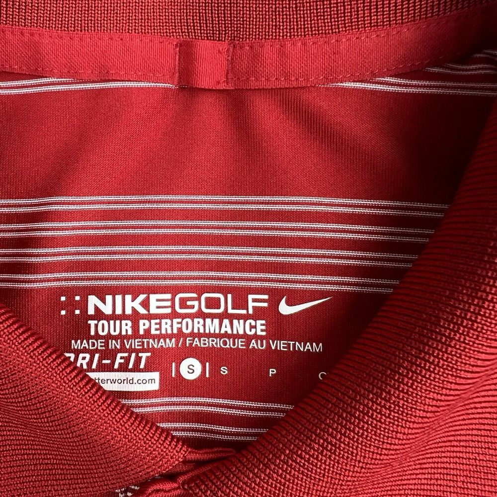 Nike Golf Mens Tour Performance Shirt Small Red White Striped‎ ESPN Logo - Picture 4 of 9